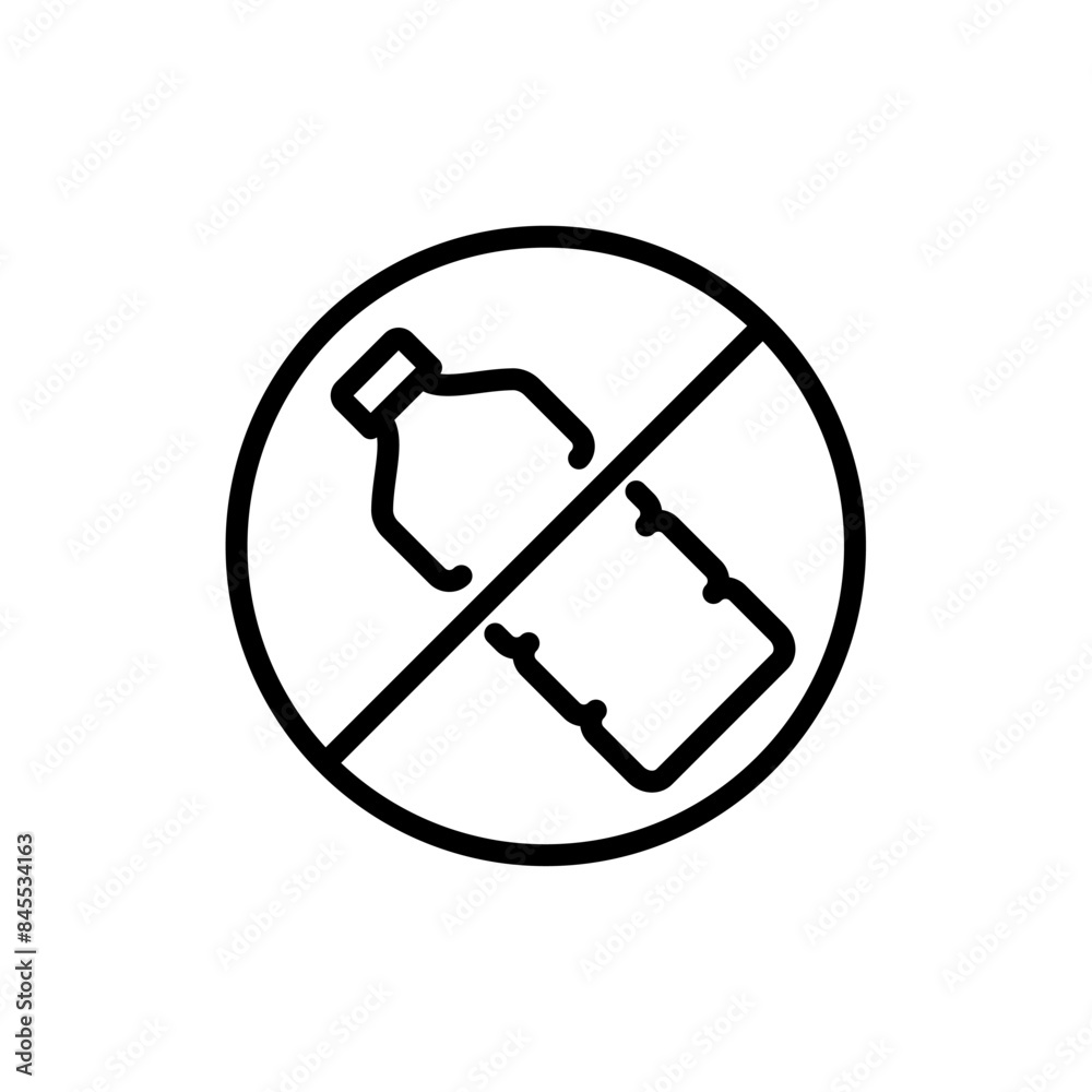 Do not use plastic outline icon. No plastic bottles symbol. Editable stroke. Isolated vector illustration Do not use plastic outline icon. No plastic bottles symbol. Editable stroke. Isolated vector illustration