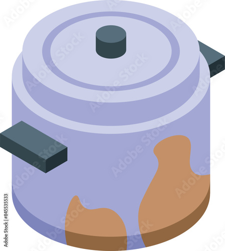 Dirty cooking pot with the remains of burnt food is ready to be washed