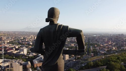 Fly by of the Mother Armenia monument in Yerevan. 