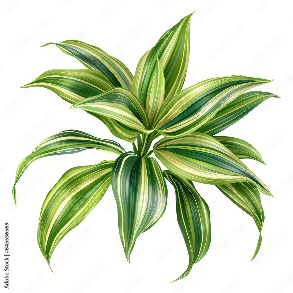 Detailed Realistic Dracaena Leaf Illustration with Textures on White Background. Detailed Realistic Dracaena Leaf Illustration with Textures on White Background.