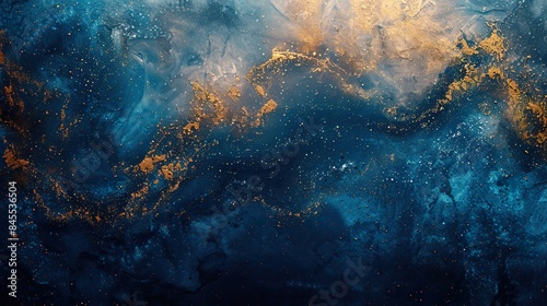 Abstract Blue and Gold Cosmic Texture Background