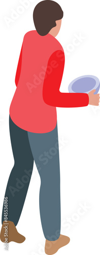 Young man is holding an empty bowl, symbolizing hunger and food insecurity