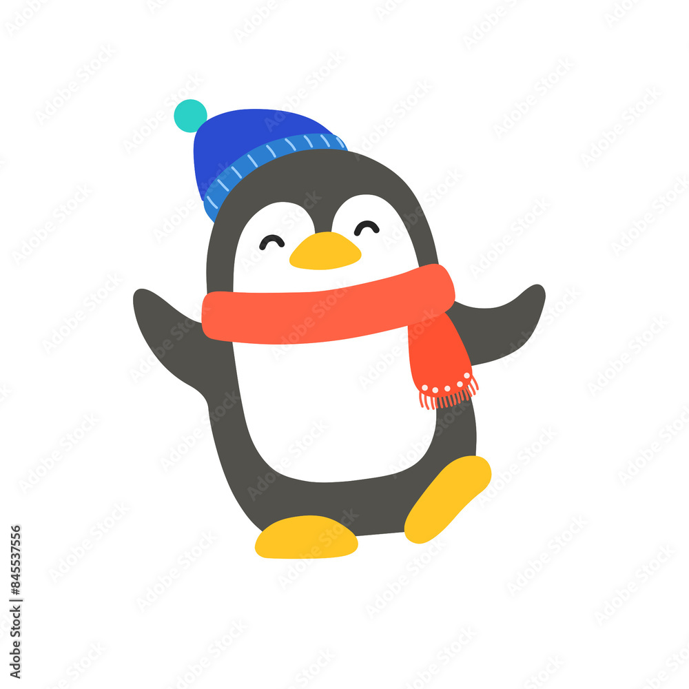 Obraz premium Cute Smiling Penguin Illustration. Animal Clipart.