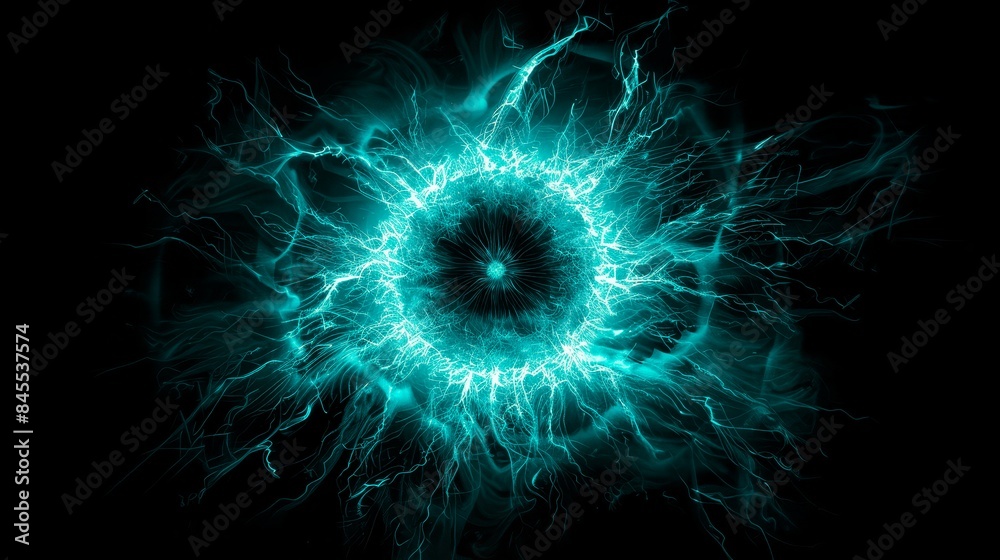 Mesmerizing display of a glowing ring with intricate electric currents emanating from the center. This futuristic image illustrates the powerful and mysterious nature of cosmic energy in the universe. Mesmerizing display of a glowing ring with intricate electric currents emanating from the center. This futuristic image illustrates the powerful and mysterious nature of cosmic energy in the universe.