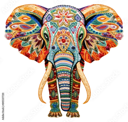 PNG The elephant in embroidery style animal mammal art. © Rawpixel.com