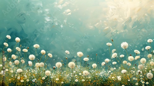 **Field of dandelions on a solid background © coco