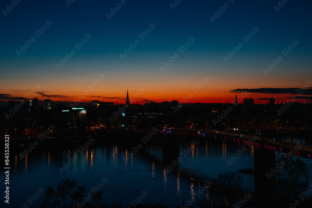 Sunset over city skyline in Novi Sad, Serbia Sunset over city skyline in Novi Sad, Serbia
