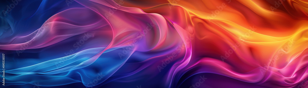 Obraz premium Vibrant abstract swirl of colorful fabric flowing in dynamic waves, creating an immersive blend of energy and motion in a stunning digital art pattern.