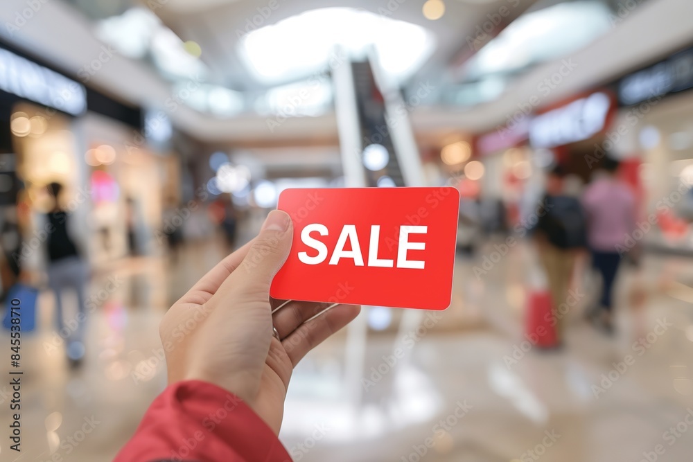 Fototapeta premium a hand holding sale sign