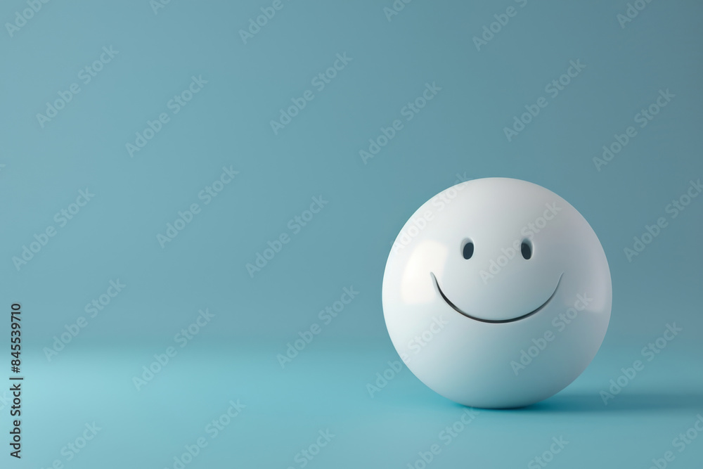 Smiley Face Sphere on Blue Background. World Emoji Day
