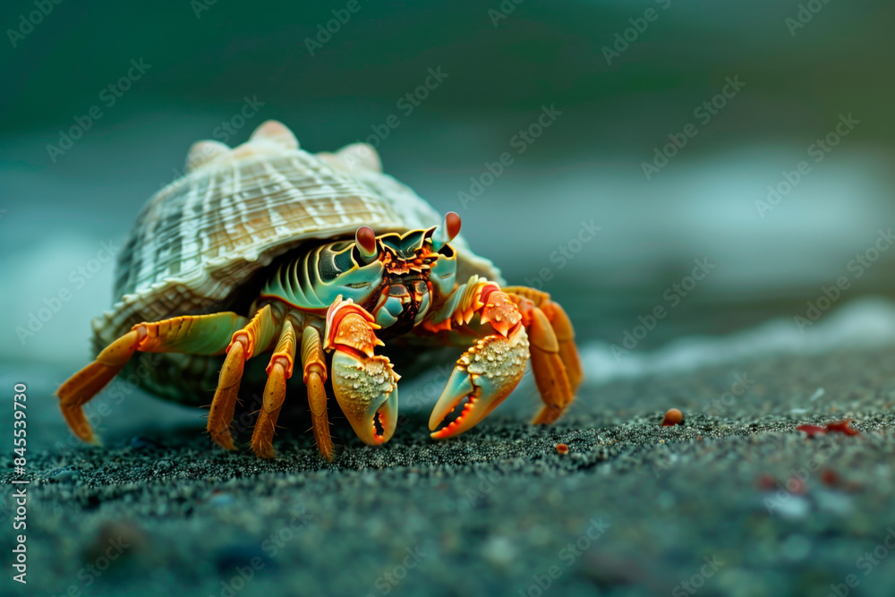Hermit Crab in a Lively and Elaborate Natural Habitat from a Close Perspective Hermit Crab in a Lively and Elaborate Natural Habitat from a Close Perspective