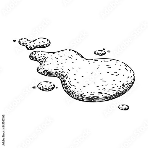 liquid water puddle hand drawn. splash drop, spill isolated, rain wet liquid water puddle vector sketch. isolated black illustration