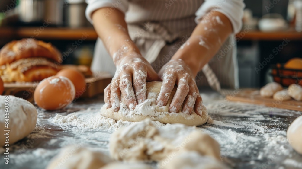 Homemade Bread Preparation by Artisan Baker Homemade Bread Preparation by Artisan Baker