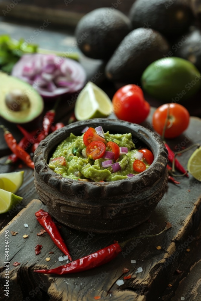 Fresh Homemade Guacamole in Rustic Bowl Fresh Homemade Guacamole in Rustic Bowl