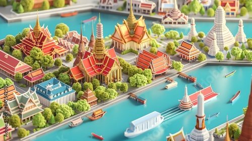 3D render of Bangkok province Thailand, Generative AI photo