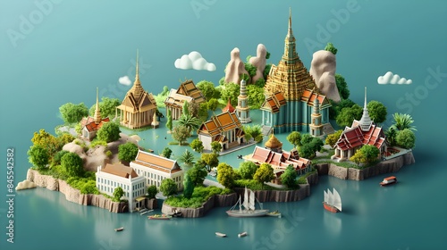 3D render of Bangkok province Thailand, Generative AI photo