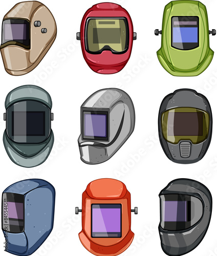 helmet welding set cartoon. work metal, machine equipment, line steel helmet welding sign. isolated symbol vector illustration