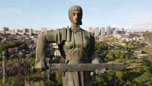 Fly by of the Mother Armenia monument in Yerevan. 