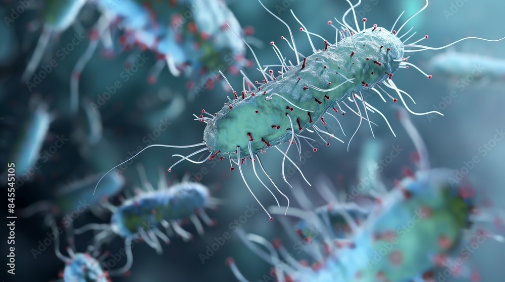 Fototapeta premium Nanorobots attack bacteria in cells. Biological robots are introduced into the affected cell
