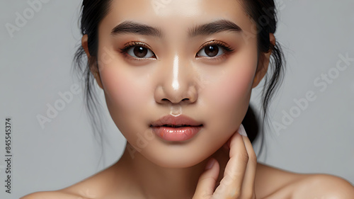Asian Woman with Glowing Skin Receiving Professional Spa Treatment, Generative Ai photo