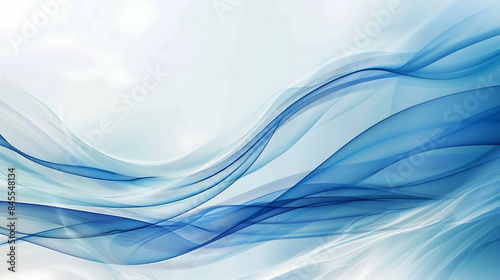 Tranquil Blue and White Abstract Flowing Lines Background