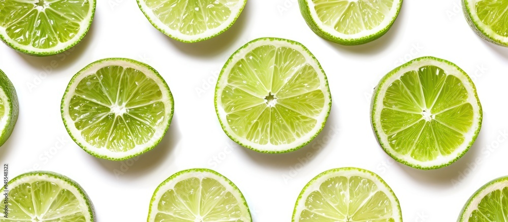 Sliced green lime isolated on a white background. Sliced green lime isolated on a white background.