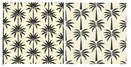 Textile, paper, texture, wrapping paper background with a seamless geometric pattern with palms.