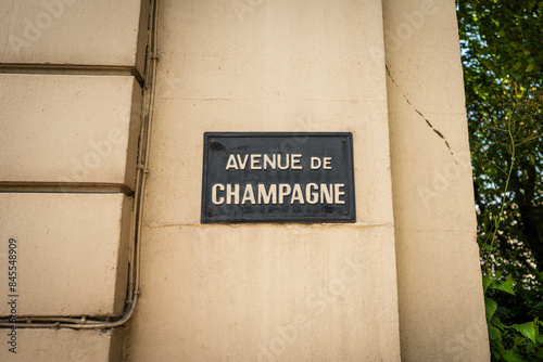 Fototapeta Naklejka Na Ścianę i Meble -  Avenue de Champagne road sign in Épernay, in France's Champagne region