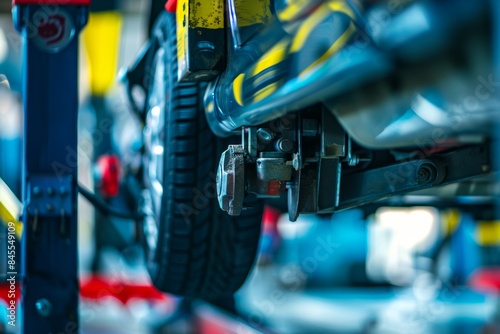 Close-Up of Car Wheel Alignment Adjustment for Optimal Handling and Tire Wear Maintenance