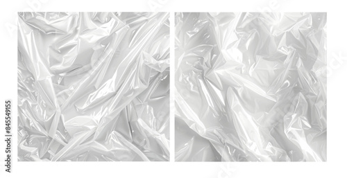 A texture overlay effect of plastic wrap on a polyethylene vinyl or CD cover. A crumpled shrink plastic sleeve, a mockup of an album cover.