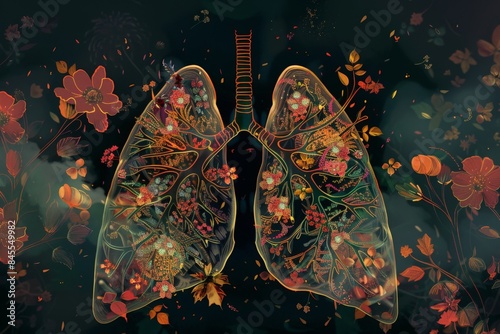 illustration of lungs with intricate designs