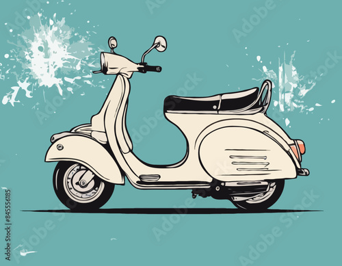 Design de scooter rétro grungy vintage, vecteur de chemise de scooter sur fond blanc