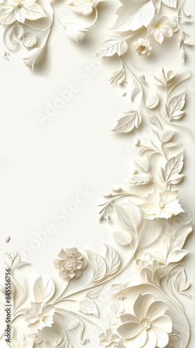 Wallpaper Mural A white flowery border with a white background Torontodigital.ca