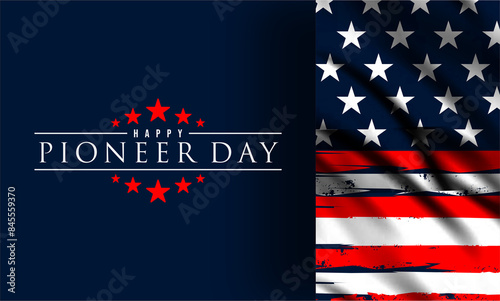 Happy Pioneer Day Stylish Text with US flag illustration Design