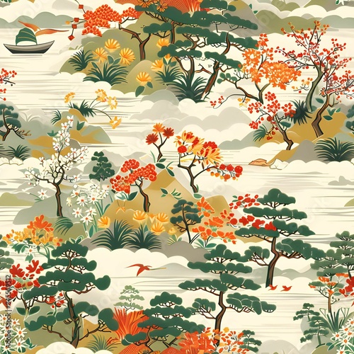 autumn tree with flowers