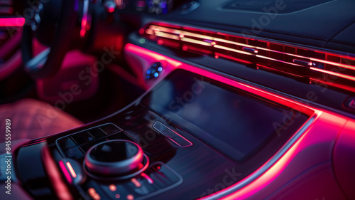 Interior of a modern car with neon lighting © SashaMagic