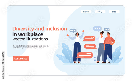 Inclusive office communication. Flat vector illustration