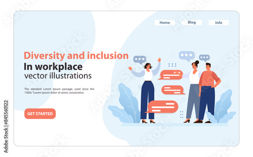 Inclusive office communication. Flat vector illustration photo