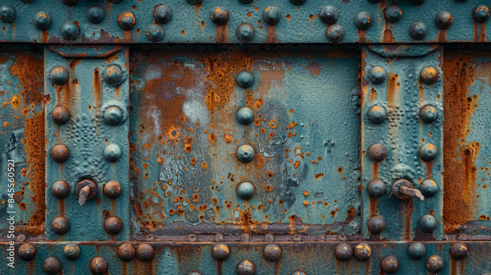 Rusted metal surface with bolts. Rusted metal surface with bolts.