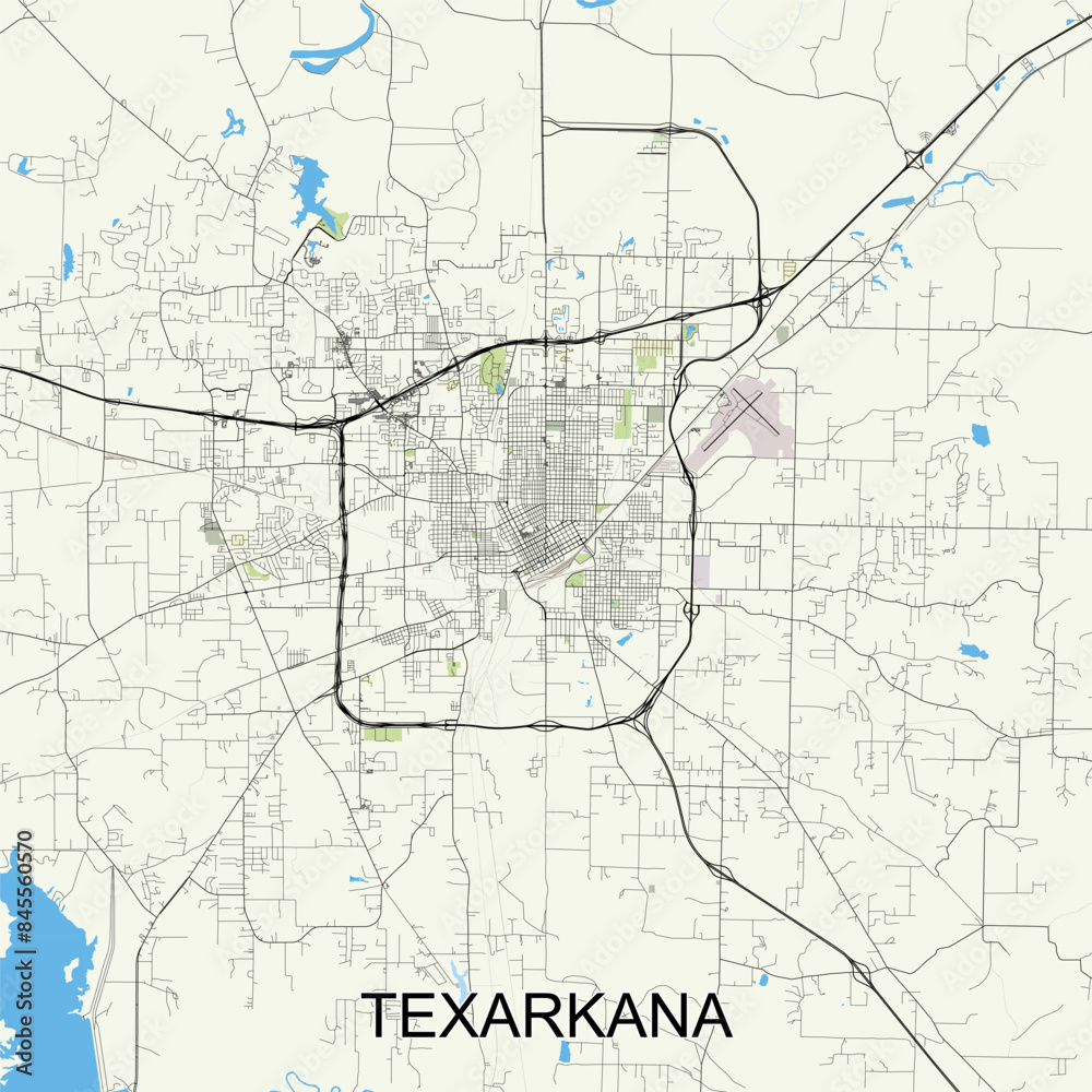 Fototapeta premium Texarkana, Arkansas, United States map poster art