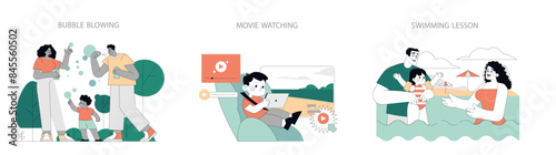 Summer Activities. Flat Vector Illustration