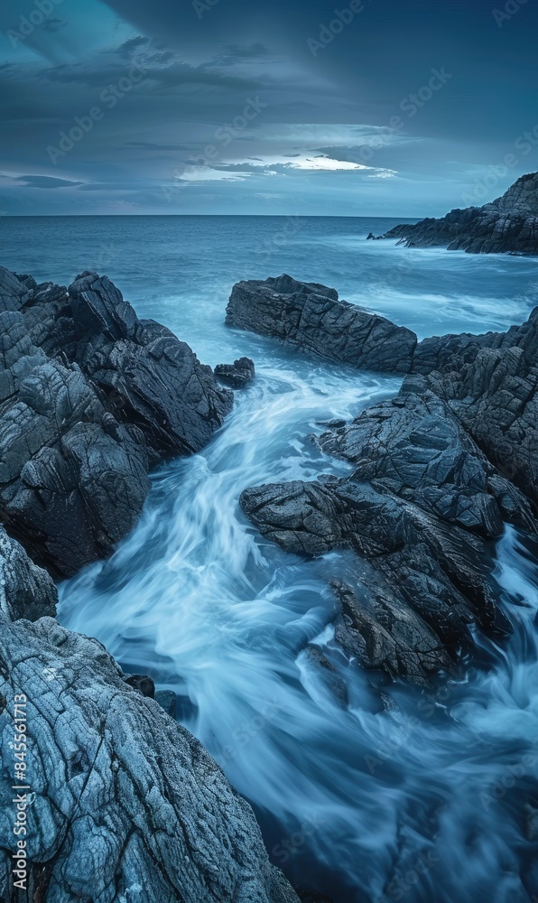Obraz premium Experience the calming ambiance of a picturesque blue sea landscape on your screen