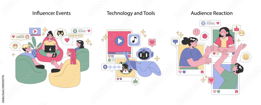 Social Influencers. Flat Vector Illustration