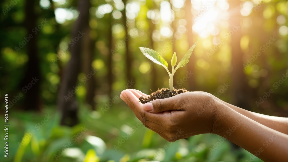 environment cooperation. unity of business people and community together protecting small sprout with hand. future environmentalcoservation and sustainable esg modernization development