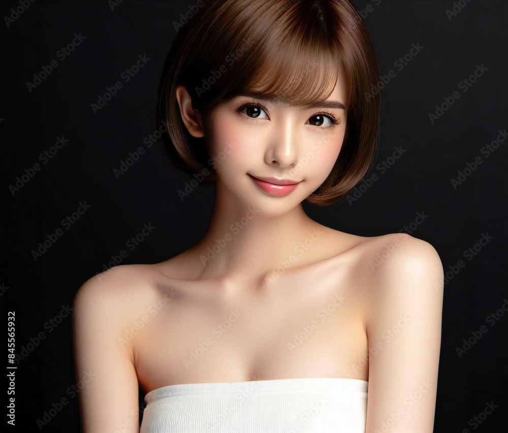 白いチューブトップの美女 白いチューブトップの美女