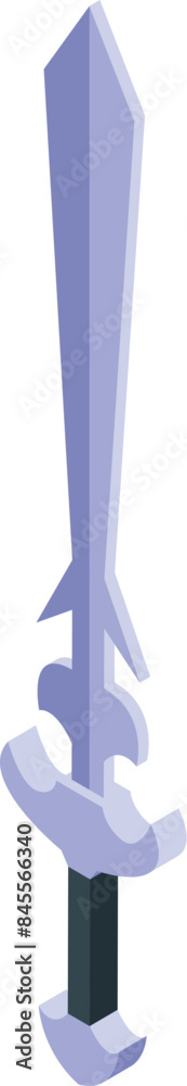 Naklejka premium Medieval fantasy sword standing upright with ornate hilt and blade pointing upwards