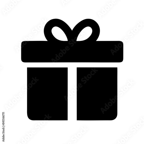Black and White Icon of a Gift Box - Symbol of Gifts, Surprises, Celebrations, or Holidays.