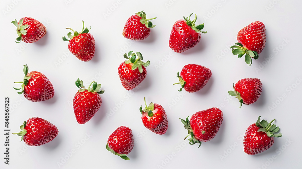 top view of strawberry, white background top view of strawberry, white background