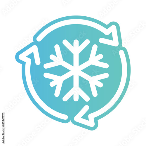 Freezer control icon, auto cooling or defrost, conditioning car or house, snowflake with two rotation arrows,.