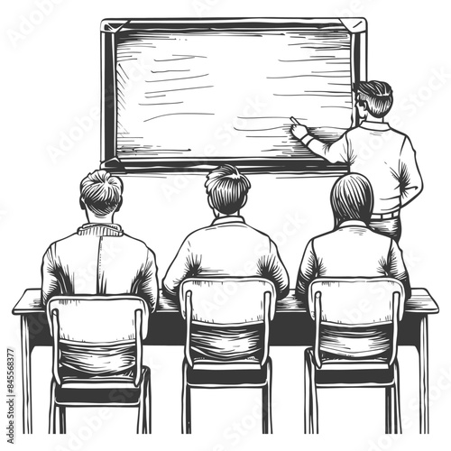 outline illustration for positive classroom for teacher teach in front class
